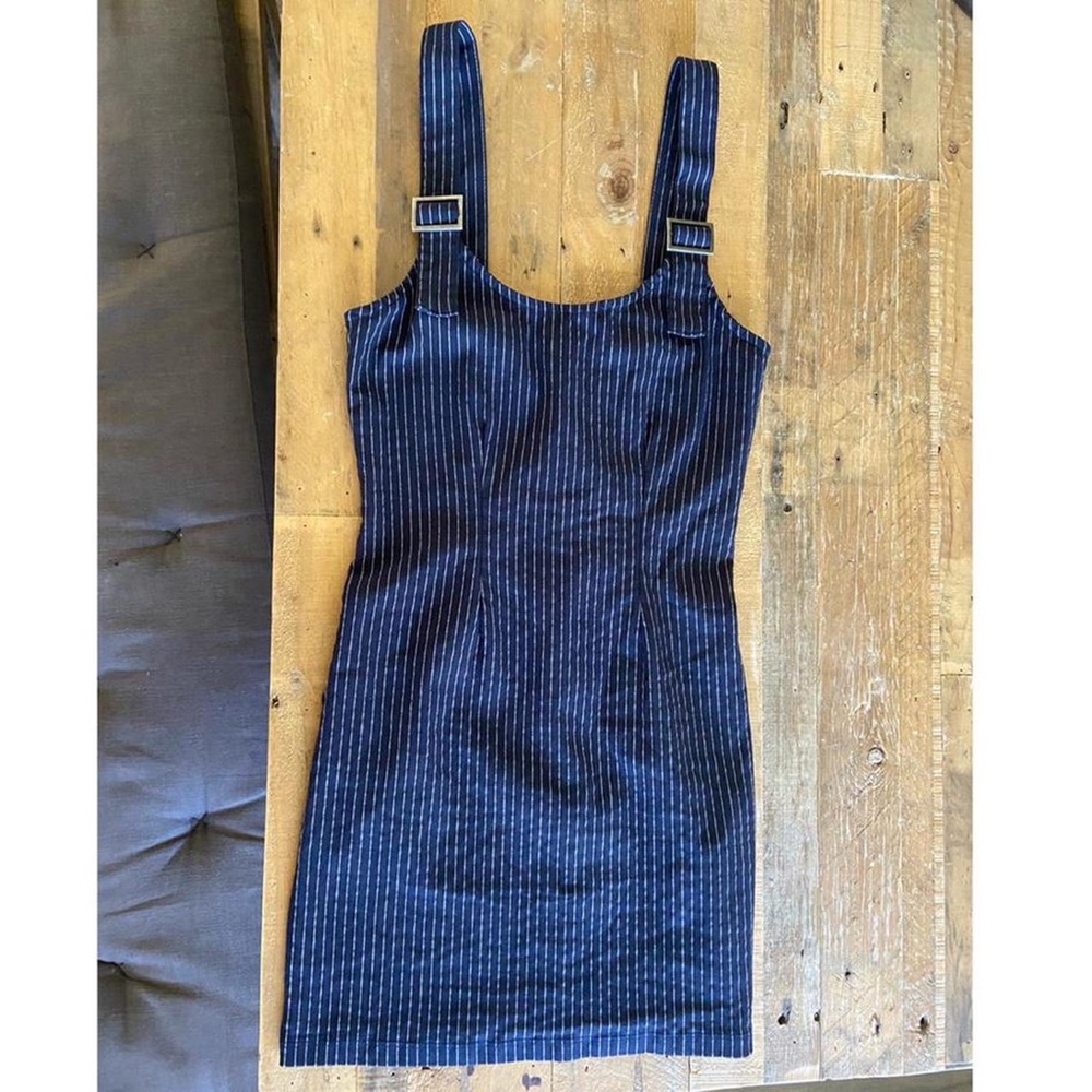 pinstripe mini dress